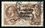 Stamp of Ireland » 1935 Re-Engraved Overprints (T75-T77) 1935 Re-Engraved Seahorse 2s6d, 5s (2) and 10s with "flat accent" variety