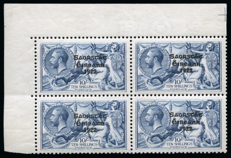 Stamp of Ireland » 1925 Narrow Date Overprints (T66-T68) 1925 Narrow Date 10s mint marginal block of four w