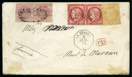 Stamp of France 40c Siège + deux 80c Cérès obl. ancre