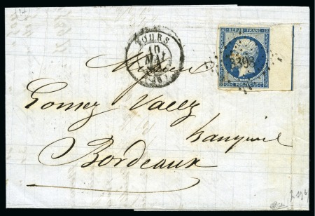 Stamp of France 1852 25c Présidence avec filet d'encadrement sur bord de feuille