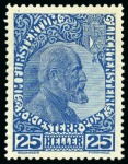 Stamp of Liechtenstein Liechtenstein 1912-16  Duke John II cpl.sets chalky & ordinary paper, 1x ultramarine, hinged, etc., high vlaue lot