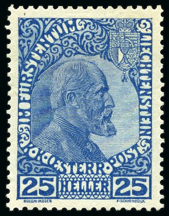 Stamp of Liechtenstein Liechtenstein 1912-16  Duke John II cpl.sets chalky & ordinary paper, 1x ultramarine, hinged, etc., high vlaue lot