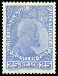 Stamp of Liechtenstein Liechtenstein 1912-16  Duke John II cpl.sets chalky & ordinary paper, 1x ultramarine, hinged, etc., high vlaue lot