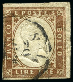 Stamp of Italian States » Sardinia ITALY Sardinia 1861 3L used, rare