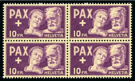 Stamp of Switzerland / Schweiz » Schweiz ab 1907 SWITZERLAND SCHWEIZ 1945 PAX kpl. in ungebraucht / postfr.Viererbloecken