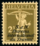 Stamp of Switzerland / Schweiz » Internationales Arbeitsamt in Genf SCHWEIZ 1927-1928 Internat.Arbeitsamt 2 1/2C & 5C postfr.