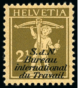 Stamp of Switzerland / Schweiz » Internationales Arbeitsamt in Genf SCHWEIZ 1927-1928 Internat.Arbeitsamt 2 1/2C & 5C postfr.