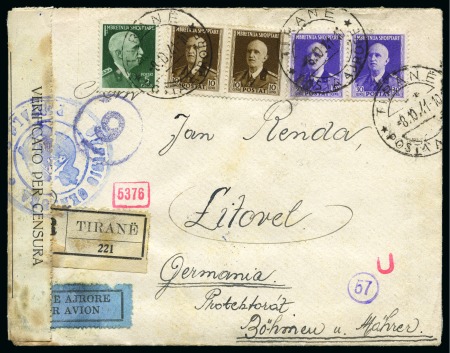 Stamp of Albania Albania 1941-1948 Group of 7 reg. covers + 1 ppc