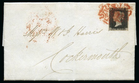 Stamp of Great Britain » 1840 1d Black and 1d Red plates 1a to 11 1840 Entire from Manchester to Cockermouth with 1840 1d black pl.2 BD