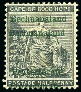 Stamp of Bechuanaland » Bechuanaland Protectorate 1888 (Dec) 1/2d Grey-Black with DOUBLE OVERPRINT