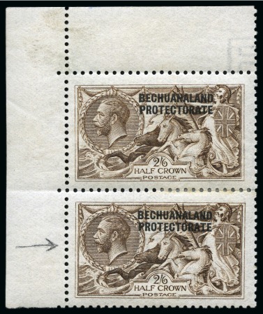Stamp of Bechuanaland » Bechuanaland Protectorate 1913-24 Waterlow 2s6d Seahorse in grey-brown showing RE-ENTRY
