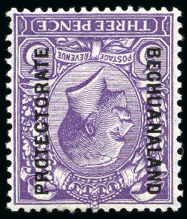 Stamp of Bechuanaland » Bechuanaland Protectorate 1925-27 3d Violet with INVERTED WATERMARK mint hr