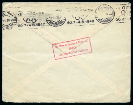 Stamp of Olympics » 1940 Helsinki (Cancelled) 1940 Helsinki group of 5 covers incl. one with "To the Olympic Games / 1940 / via the Blatic States" cachet