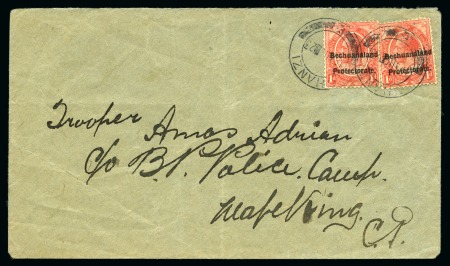 Stamp of Bechuanaland » Bechuanaland Protectorate POSTAL FISCALS: 1921 1d scarlet fiscals on cover