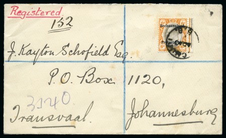 Stamp of Bechuanaland » Bechuanaland Protectorate 1911 Envelope with 1910 6d overprinted fiscal
