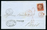 Stamp of Great Britain » 1854-70 Perforated Line Engraved 1855-64, Group of 4 covers incl. redirected, spoon cancel, going abroad, etc