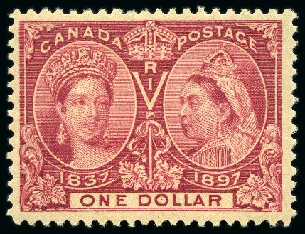 Stamp of Canada 1897 Jubilee $1 Lake, never hinged, well centered,