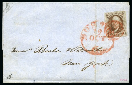 Stamp of United States » 1847 Issue 1847 5c Brown tied by red circular grid on folded cover