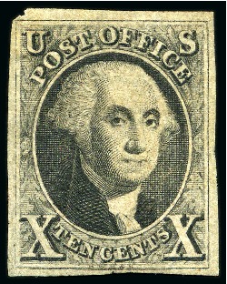 Stamp of United States » 1847 Issue 10c Black, showing the variety DOUBLE TRANSFER OF LEFT AND BOTTOM FRAME