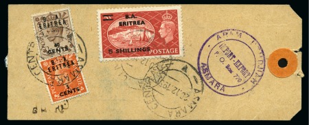 Stamp of British Occupation of Italian Colonies » Eritrea 1951 Sample baggage label sent registered