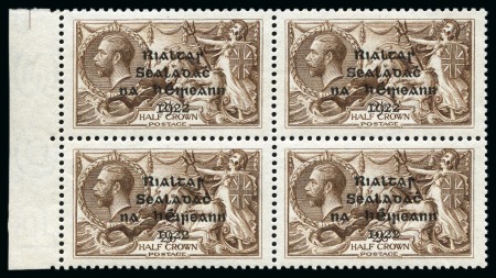 Stamp of Ireland » 1922 (Feb) Dollard Overprints (T1-T14) 1922 Dollard 2s6d sepia-brown mint nh left marginal block of four 