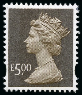 Stamp of Great Britain » Queen Elizabeth II 1999 £5 in UNISSUED COLOUR using brown iriodin ink