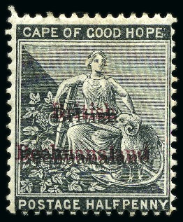 Stamp of Bechuanaland » British Bechuanaland 1885-87 1/2d Grey-Black with double overprint (one in lake and one in black) mint