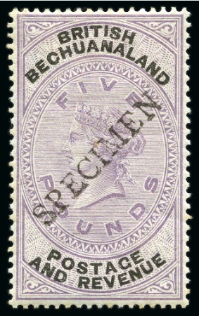 Stamp of Bechuanaland » British Bechuanaland 1888 (Jan) Unappropriated Die 1d to £5 and 1/2d vermilion with SPECIMEN ovtps