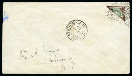 Stamp of Bechuanaland » British Bechuanaland 1891-1904 4d Green & Purple-Brown bisect on cover
