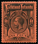 Stamp of Falkland Islands 1912-20 1d to £1 complete set of 11 values