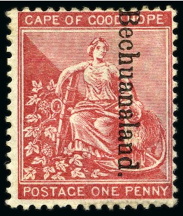 Stamp of Bechuanaland » British Bechuanaland 1893-95 1d Carmine-Red (reading downwards) with "BRITISH" omitted