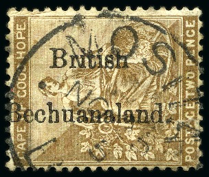 Stamp of Bechuanaland » Postal History & Cancellations MOSITA: 1893-95 2d Bistre (reading downwards) with MOSITA / NO 25 (9)5 / B(B) cds