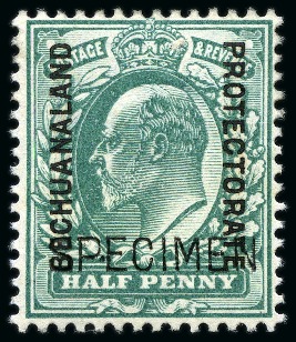 Stamp of Bechuanaland » Bechuanaland Protectorate 1904-13 KEVII 1/2d Blue-Green with SPECIMEN type GB16 overprint