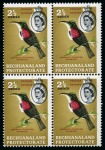 Stamp of Bechuanaland » Bechuanaland Protectorate 1961 (Oct) 2 1/2c block of four, 5c and 1R showing significant shifts of the black print