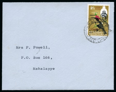 Stamp of Bechuanaland » Bechuanaland Protectorate 1961 (Oct) 2 1/2c showing dramatic downward shift of the black tied to cover by Mahalapye