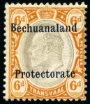 Stamp of Bechuanaland » Bechuanaland Protectorate 1910 Postal Fiscal 6d Black & Orange-Brown, three mint