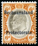 Stamp of Bechuanaland » Bechuanaland Protectorate 1910 Postal Fiscal 6d Black & Orange-Brown, three mint