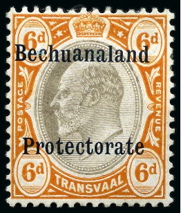 Stamp of Bechuanaland » Bechuanaland Protectorate 1910 Postal Fiscal 6d Black & Orange-Brown, three mint
