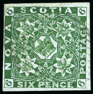 Stamp of Canada » Nova Scotia 1851-60 6d Deep green, good to large margins, used