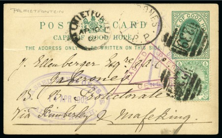 Stamp of Bechuanaland » Postal History & Cancellations 1900 (Jan 27) 1d Postal stationery card from Kayne during the Boer War with interesting content