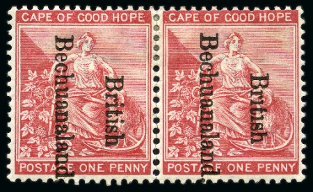 Stamp of Bechuanaland » British Bechuanaland 1893-95 1d & 2d (reading downwards) collection written up on 12 pages with specialisation in overprint varieties