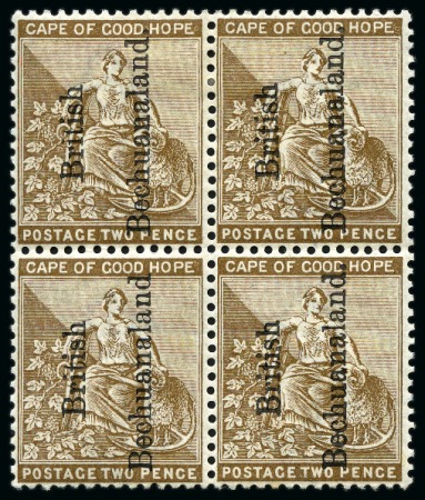 Stamp of Bechuanaland » British Bechuanaland 1891-1904 2d Bistre (reading upwards) with "no stop after Bechuanaland" variety in mint block of four