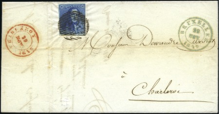 Stamp of Belgium » Belgique. 1849 Epaulettes - Émission 20c Bleu intense, une marge au cadre (intact) sino