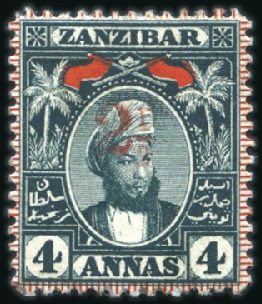 Stamp of Zanzibar 1897 1/2 on 4a Myrtle-Green with INVERTED 1 IN "1/