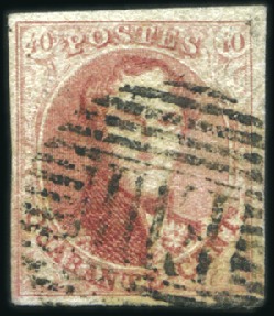 Stamp of Belgium » Belgique. 1851 Médaillons (filigrane sans cadre) - Oblitérations AMBULANT E.III: 40c Carmin, belles marges, oblitér