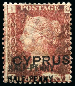 Stamp of Cyprus » Overprinted Stamps of Great Britain 1881 1/2d (13mm) on 1d pl.205 with double surcharge mint