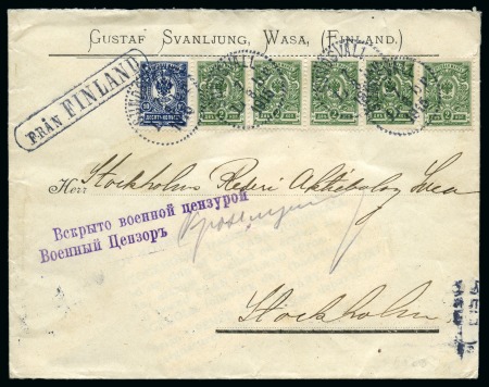 Stamp of Russia » Russia Imperial 1908 Nineteenth Issue Arms (St. 94-108) RUSSIA  1915 Maritime mail cover Vasa to Stockholm