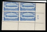 Stamp of Egypt » Commemoratives 1933 International Aviation Congress, complete set of five values, Royal oblique perforations in mint nh bottom right corner sheet marginal plate blocks of six numbered A/33