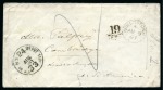 Stamp of Ireland » GB Used In Ireland 1867 Stampless envelope from Queenstown to to the USA with the very rare "T.0.3" barred numeral
