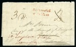 Stamp of Ireland » GB Used In Ireland 1840 & 1857 Pair of stampless covers; "Redirected at Belfast" and "MISSENT TO BELFAST"